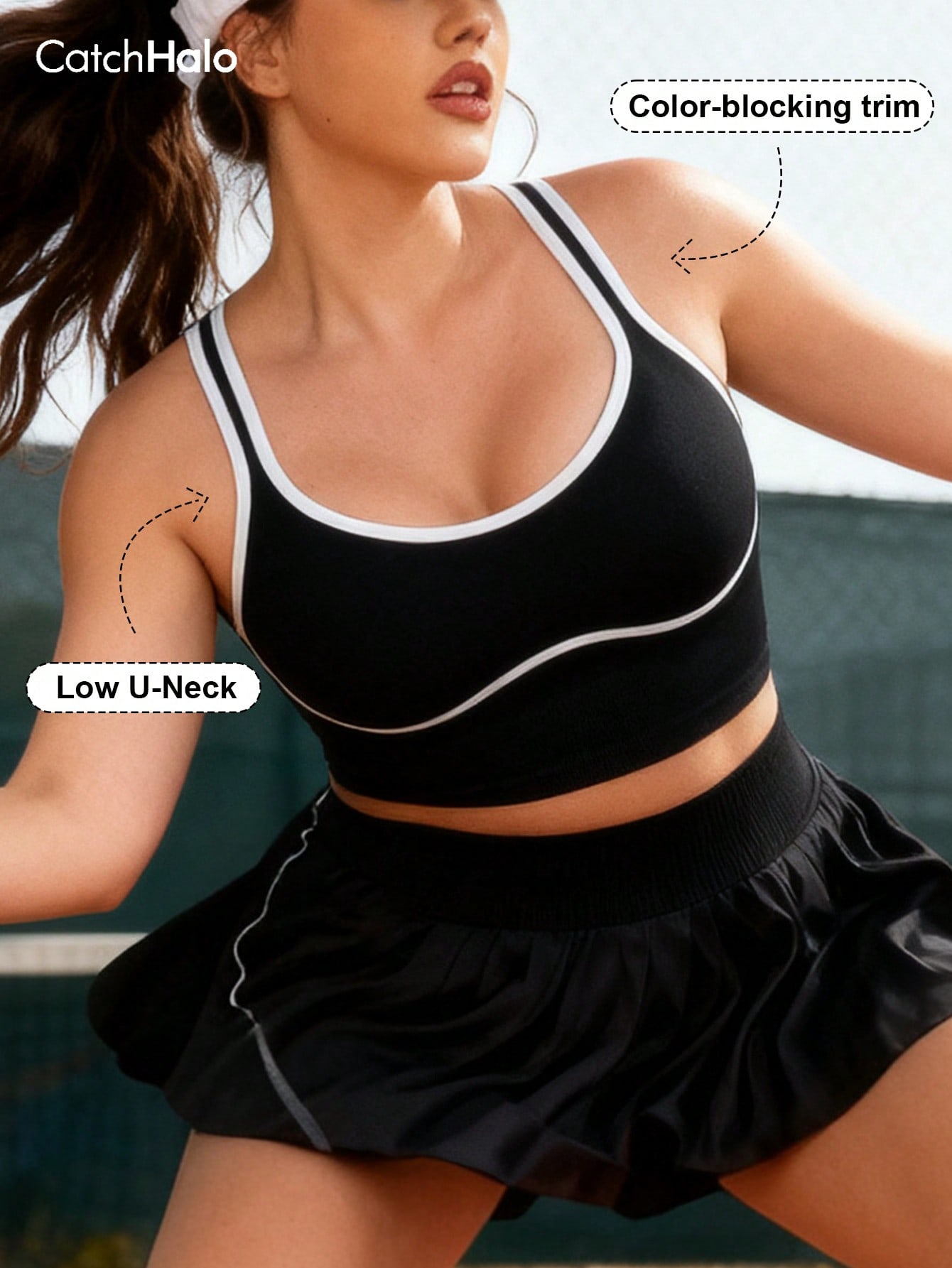 Sports Bra Racerback - Kadın Büyük Beden Dikişsiz Bralet Kontrast